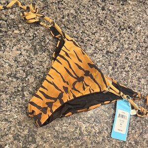 Beach Bunny Yellow and Black Tiger-Print Bikini Bottom